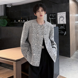 垫肩高级感小香风双排扣西服外套斜纹轻奢短款男夹克JK371P128，男装夹克，电商A070