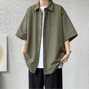 复古个性款oversize宽松夹克型衬衣  男日系短袖衬衫 CS919 P50图片
