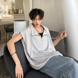 设计师款 翻领拉链短袖特宽松背心 A1026 P40图片