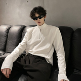 垫肩款珍珠拉链装饰半高领设计感T恤韩版厚打底衫长袖CD2258P58，男装T恤，电商A070