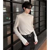 垫肩针织衫潮牌长袖T打底衫半高领镶珍珠痞帅小众毛衣 2270 P58,男装T恤,电商A070,电商基地 垫肩针织衫潮牌长袖T打底衫半高领镶珍珠痞帅小众毛衣 2270 P58,男装T恤,电商A070,电商基地
