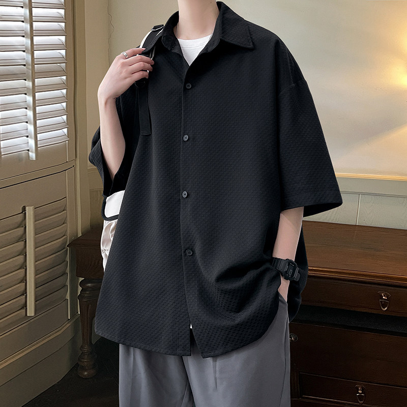 立体泡泡宽松男士短袖衬衫HS912P38,男装衬衫,电商A070
