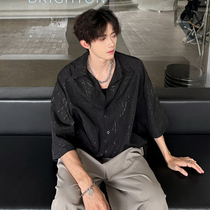 风肌理感金属宽松衬衣 休闲男衬衫 CS923 P48图片