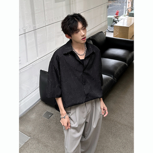 风肌理感金属宽松衬衣 休闲男衬衫 CS923 P48图片