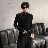 垫肩针织衫潮牌长袖T打底衫半高领镶珍珠痞帅小众毛衣 2270 P58,男装T恤,电商A070,电商基地 垫肩针织衫潮牌长袖T打底衫半高领镶珍珠痞帅小众毛衣 2270 P58,男装T恤,电商A070,电商基地