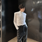 垫肩小众金属logo高领打底衫修身内搭高级感潮T恤长袖CD2259P58，男装T恤，电商A070