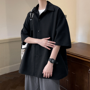立体泡泡宽松男士短袖衬衫  HS912 P38图片