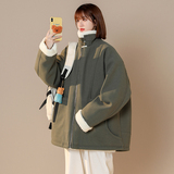 保暖加厚羊羔毛外套毛呢棉袄宽松情侣中性男女棉衣F313P128，男装棉衣，电商A070