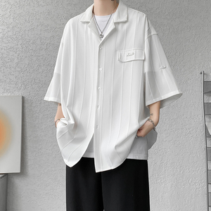 抗皱防皱垂感冰凉落肩宽松小西装领衬衣男坎肩衬衫  CS921 P58图片