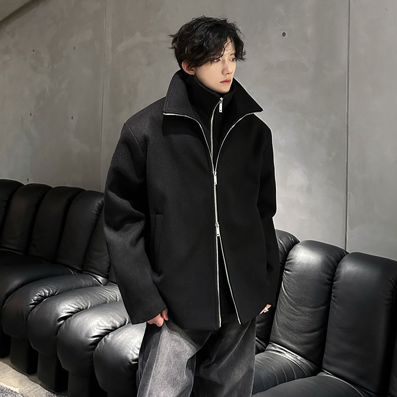 加棉冬呢子外套cleanfit韩系假两件高级感毛呢男夹克DY711P125,男装夹克,电商A070