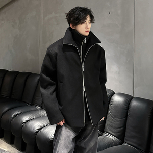 加棉冬呢子外套cleanfit韩系假两件高级感毛呢男夹克 DY711 P125图片