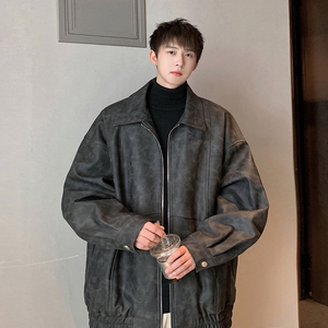 OVERSIZE 秋冬宽松扎染夹克外套男士皮衣 KP703 P108图片