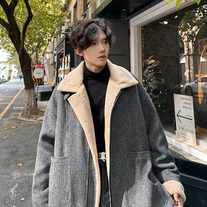 羊羔绒设计感冬棉服男宽松加厚保暖毛呢棉袄外套棉衣 312 P128图片