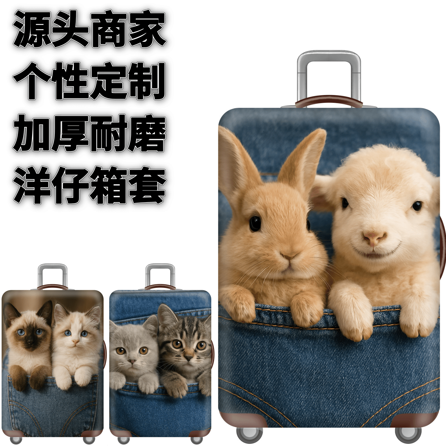 牛仔系列42兔子小羊弹力箱套拉杆箱旅行旅游登机行李皮箱保护罩子