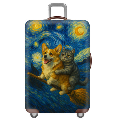 太空猫狗40狗狗弹力箱套拉杆箱旅行旅游登机行李皮箱保护罩防尘袋