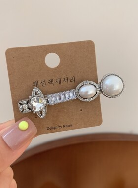 韩国ins网红法式复古珍珠发夹发