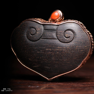情人节礼物加里曼丹沉香沉水老料镶嵌18K黄金爱心吊坠宫廷复古