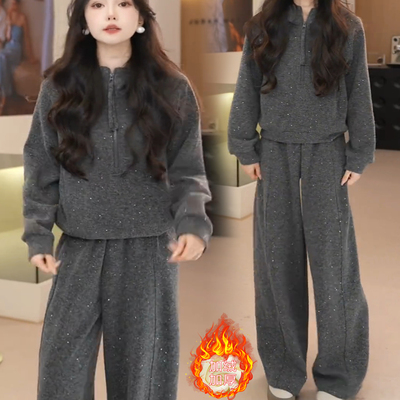 时尚加绒加厚套装女2025秋冬新款