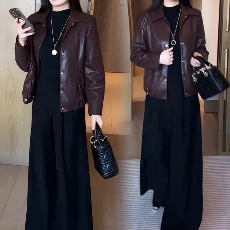 复古皮衣外套女2025春季新款