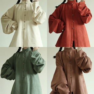 摸鱼儿明制双层加口袋立领弓袋袖 日常出街汉服秋冬保暖