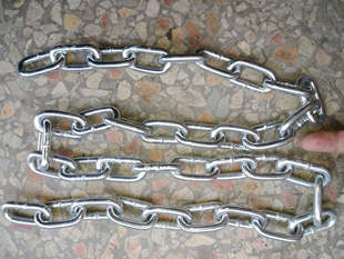 镀锌铁链新款一米电瓶车自行车锁链子锁防盗链条锁加粗加长银白色