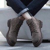 秋冬工装 真皮马丁靴男高帮皮靴百搭透气男鞋 英伦风中帮男士 短靴子