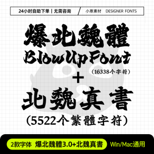 爆北魏體+北魏真書两款合集香港招牌标题字体PS/AI中文繁体字体包
