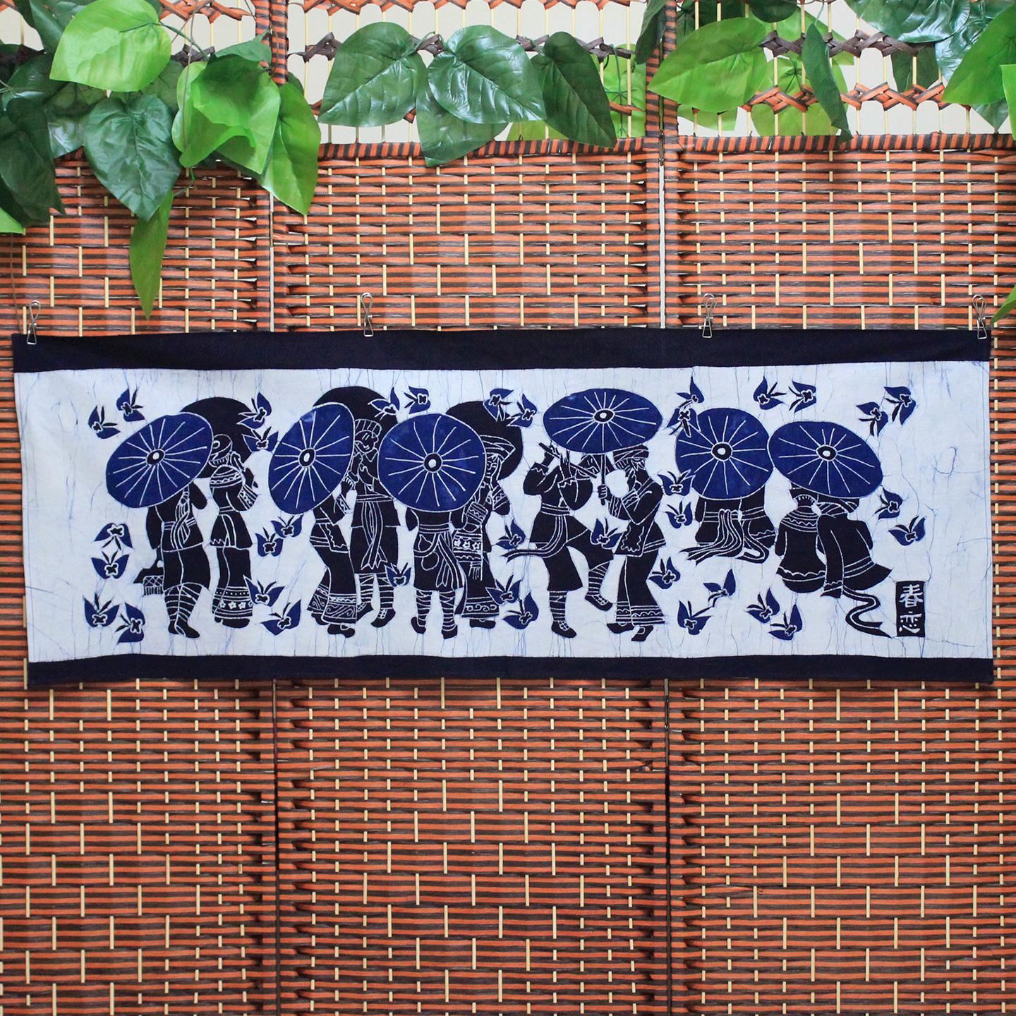 蜡染画蓝春恋餐厅酒吧装饰画棉布壁挂云南民族工艺品苗族壁画手工图片