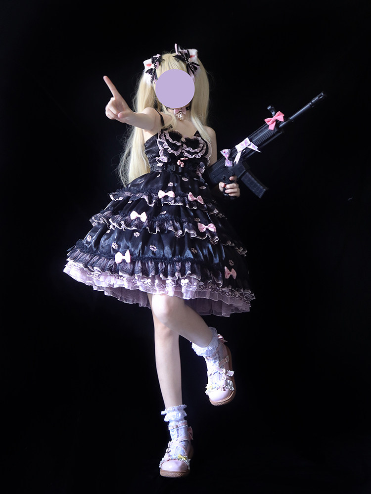 lucyandlory原创设计小奶喵猫刺绣版短袖jsk夏款lolita洛丽塔裙