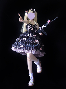 LucyAndLory原创设计小奶喵猫刺绣版短袖JSK夏款Lolita洛丽塔裙