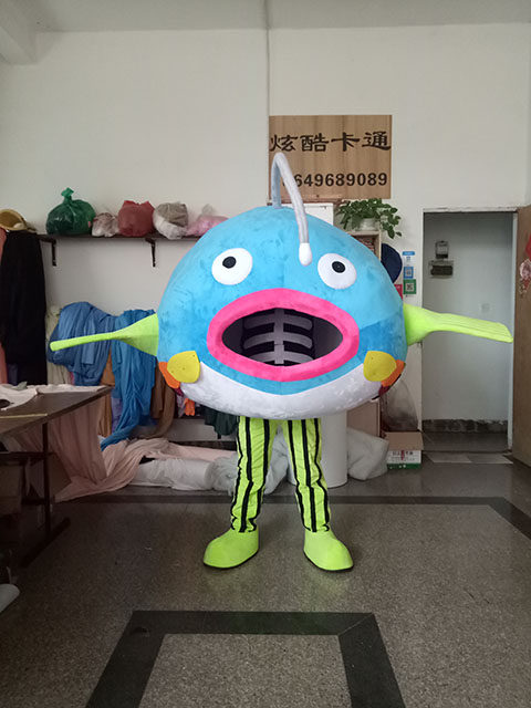 厂家直销鱼人偶服卡通服装装扮头套道具表演装毛绒布偶公仔服饰