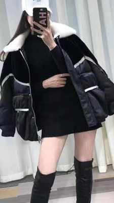短款冬季羊羔毛皮草外套羽绒服