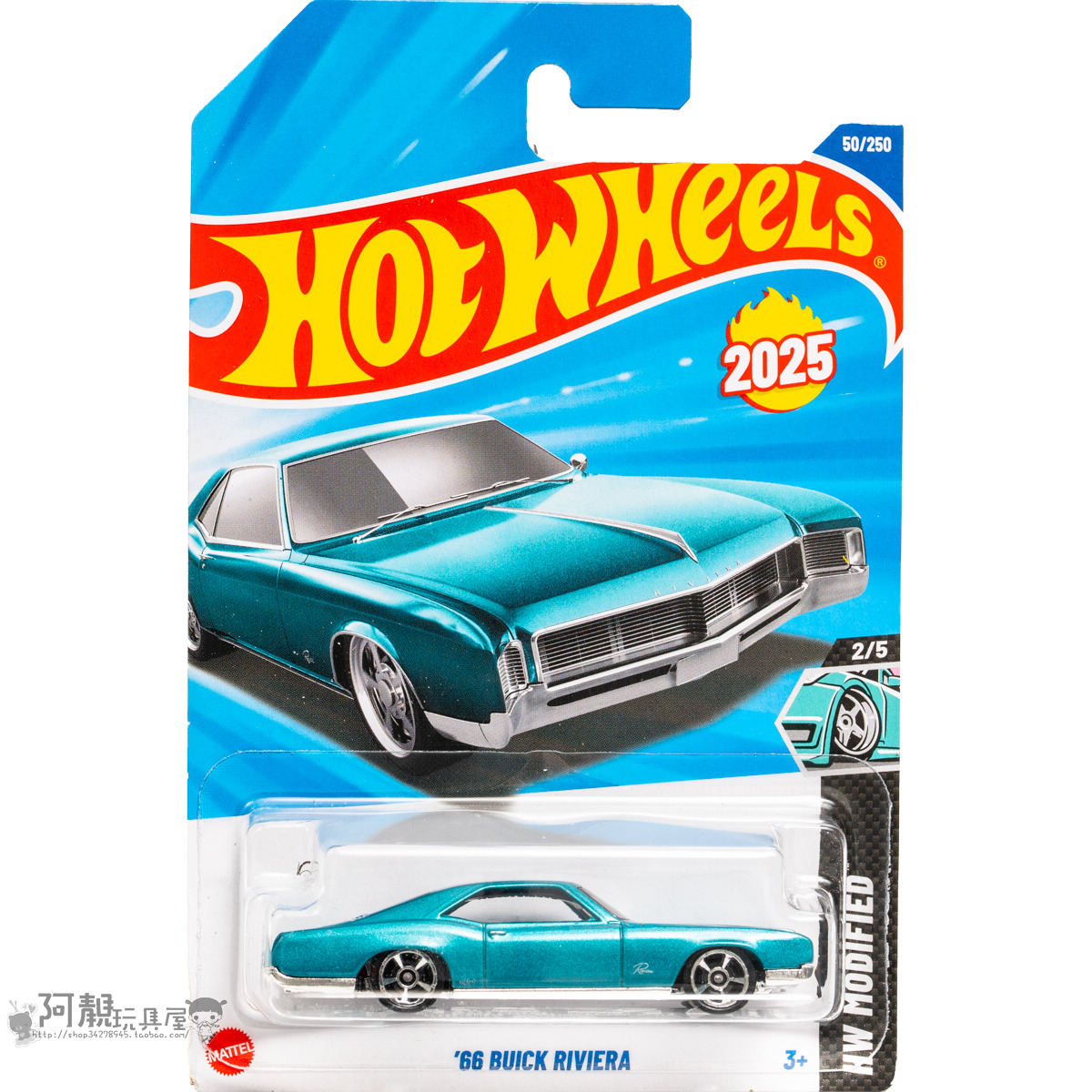 2025B-50号 '66 BUICK RIVIERA 湖水蓝色 风火轮小跑车hotwheels