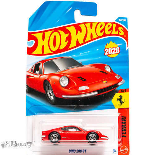 2026G-150号 DINO 206 GT  法拉利 红色 风火轮小跑车hotwheels