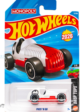 2026J-5号 PASS'N GO 大富翁 白色 风火轮火辣小跑车hotwheels