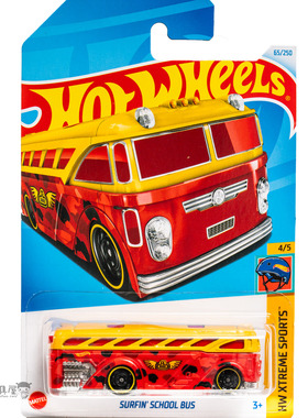 2024M-65号 SURFIN' SCHOOL BUS 校巴巴士红黄色 风火轮hotwheels