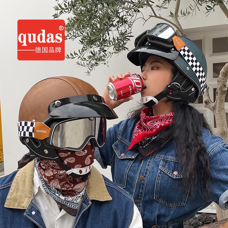 日式头盔四季电动车复古