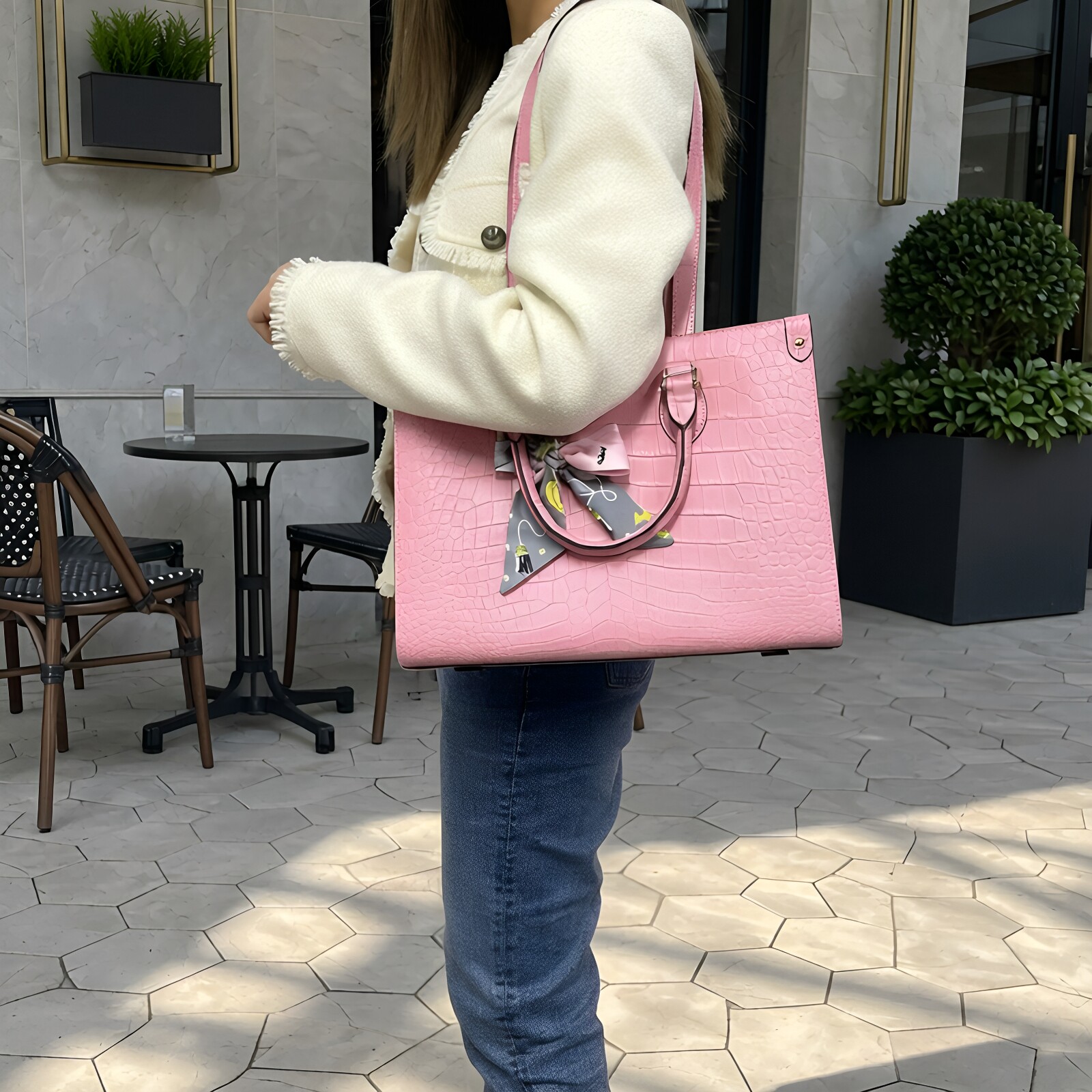 奢华鳄鱼皮女包横款欧美休闲纯色方形真皮大容量单肩斜挎手提大包