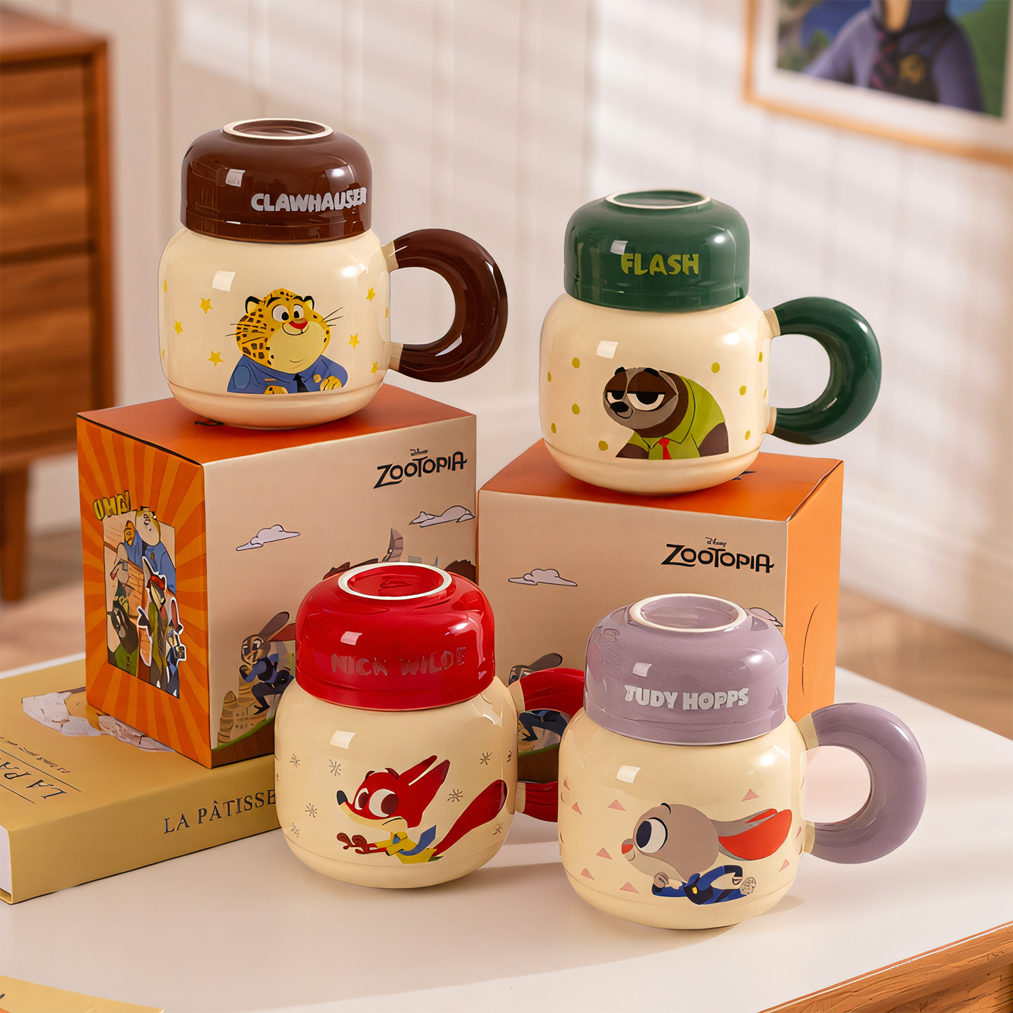 疯狂动物城情侣水杯高颜值陶瓷杯子带盖办公室马克杯新年生日礼物,餐饮具,马克杯,淘宝优惠券,粉丝福利购,淘宝优惠卷