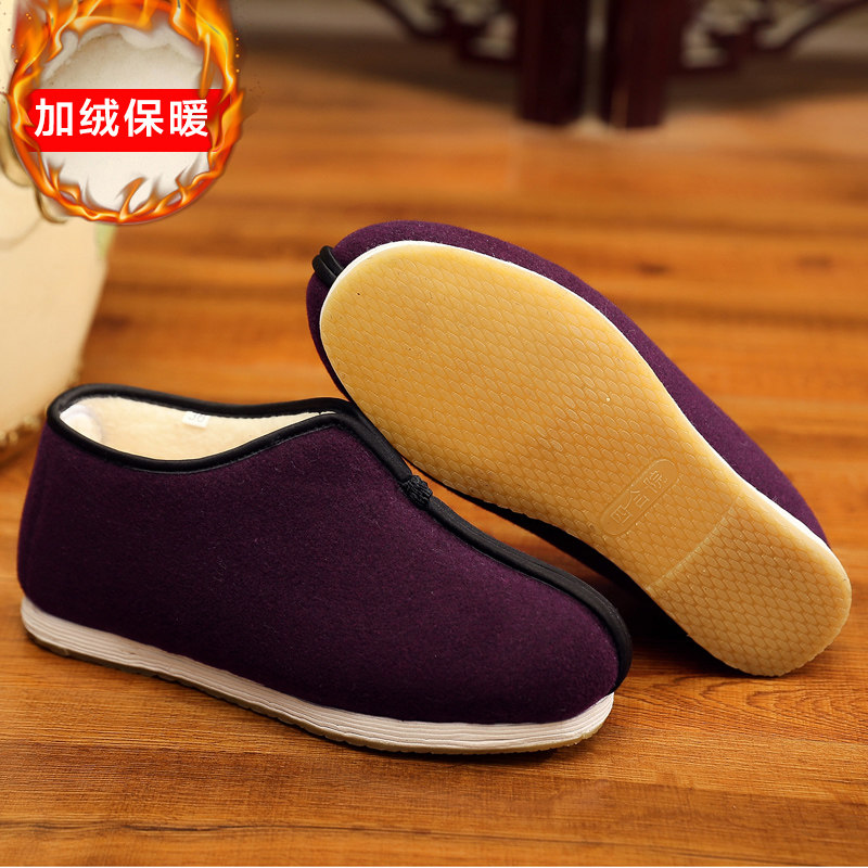 四合院老北京布鞋女鞋 冬季保暖千层底加胶底中老年女棉鞋631026
