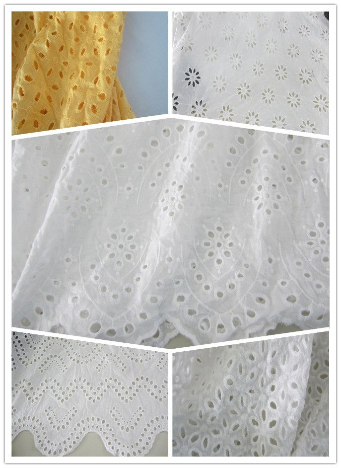 六瓣花型九瓣花型绣花棉布夏季绣花布手工娃娃裙子衣服布料桌布等