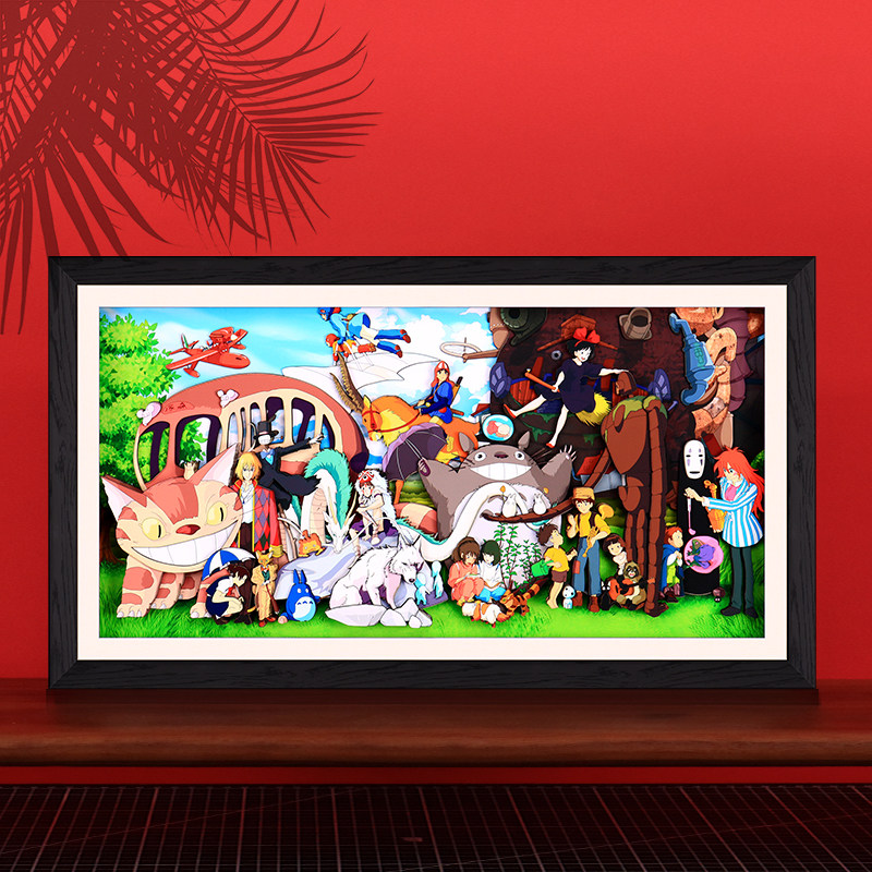 宫崎骏大合照 电竞电脑房挂画 手办书桌摆件礼物 动漫立体装饰画