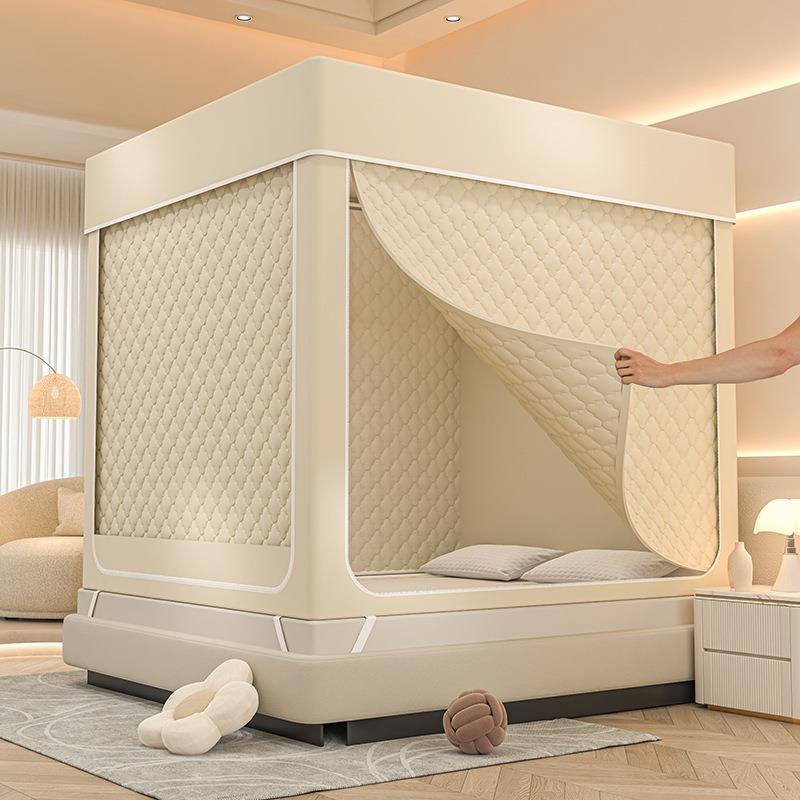 冬季保暖防寒全包室内两用遮光夹棉蚊帐家用帐篷挡风保温防寒蚊帐