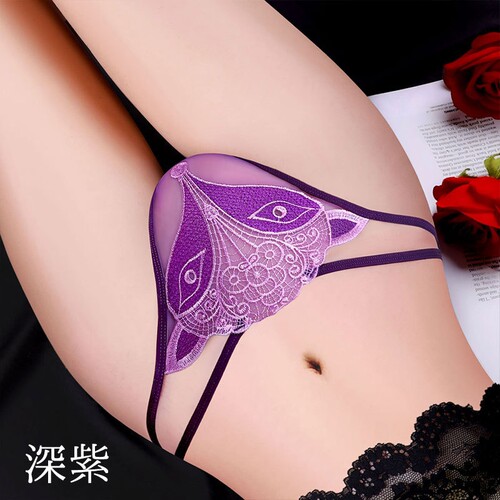 颜蓓薇大码蕾丝透明镂空女内裤
