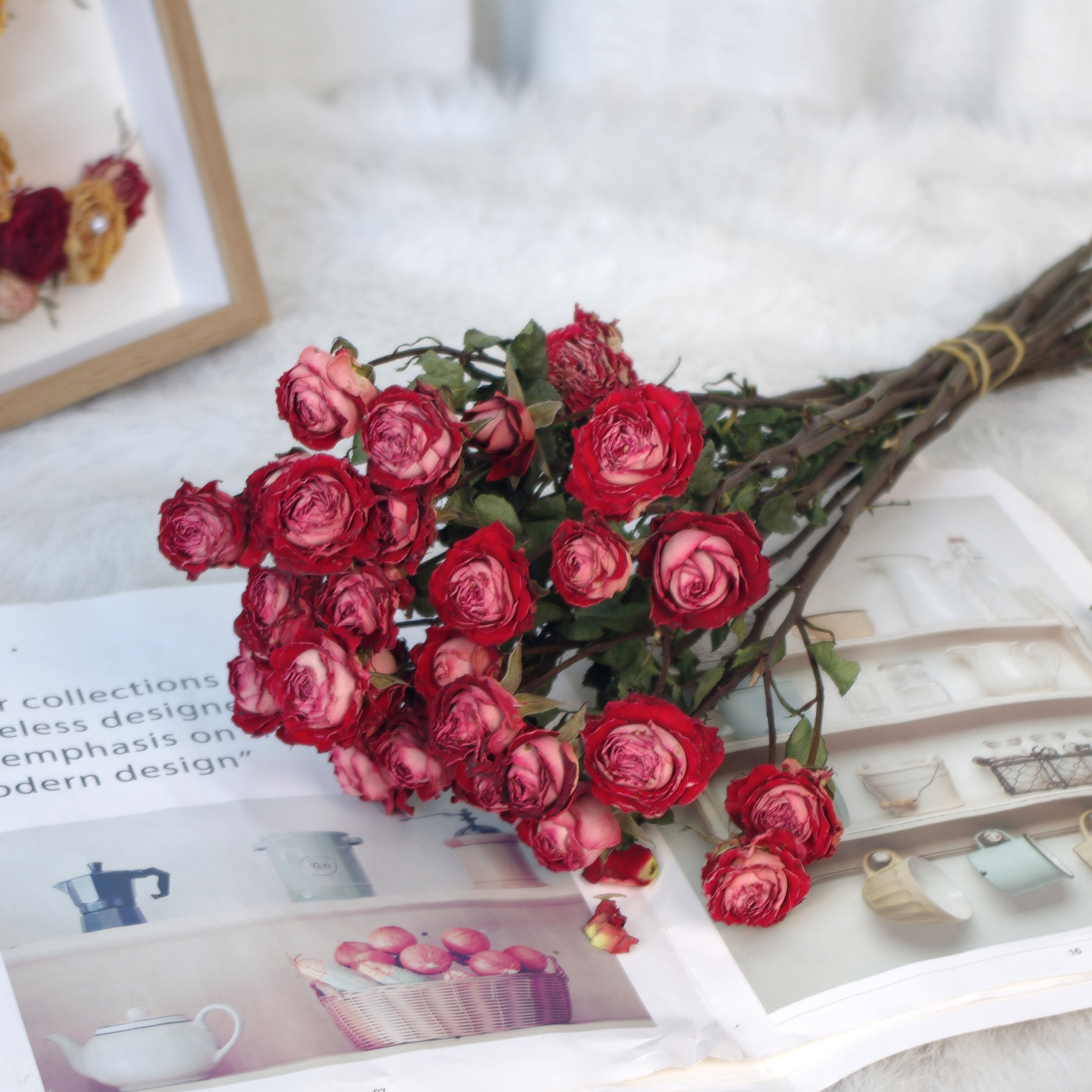 干花真花多头小玫瑰泡泡干花新品种花卉家庭摆放装饰手工道具diy