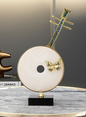 新中式玉石琵琶轻奢摆件装饰品