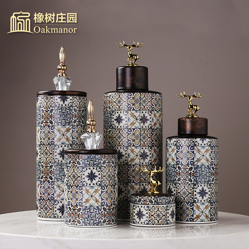 欧式收纳罐创意陶瓷储物罐摆件将军罐带盖美式复古罐子家用装饰品在类目 家居饰品, 装饰器皿, 储物罐中 - 来自Buy2taobao.com提供专业的淘宝代购服务