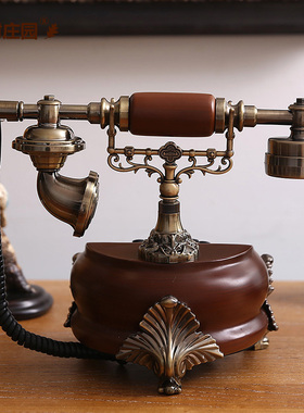 美式复古电话机摆件高档家居饰品欧式家用创意客厅古董摆设工艺品
