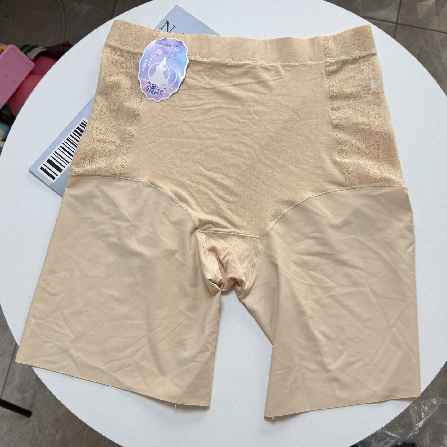 大码女士平角无痕打底裤蕾丝高腰五分裤夏天防走光防磨腿胖200斤