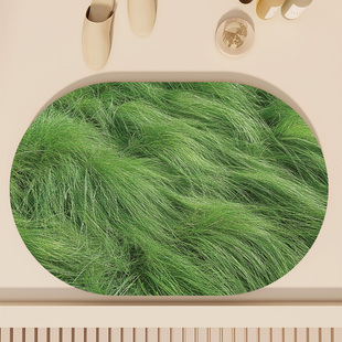 绿色草地浴室硅藻泥地垫卫生间门口防滑脚垫厕所吸水地毯耐磨家用